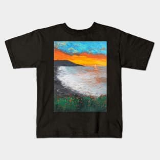 Linda mar (Pacifica state beach) oil painting by tabitha kremesec Kids T-Shirt